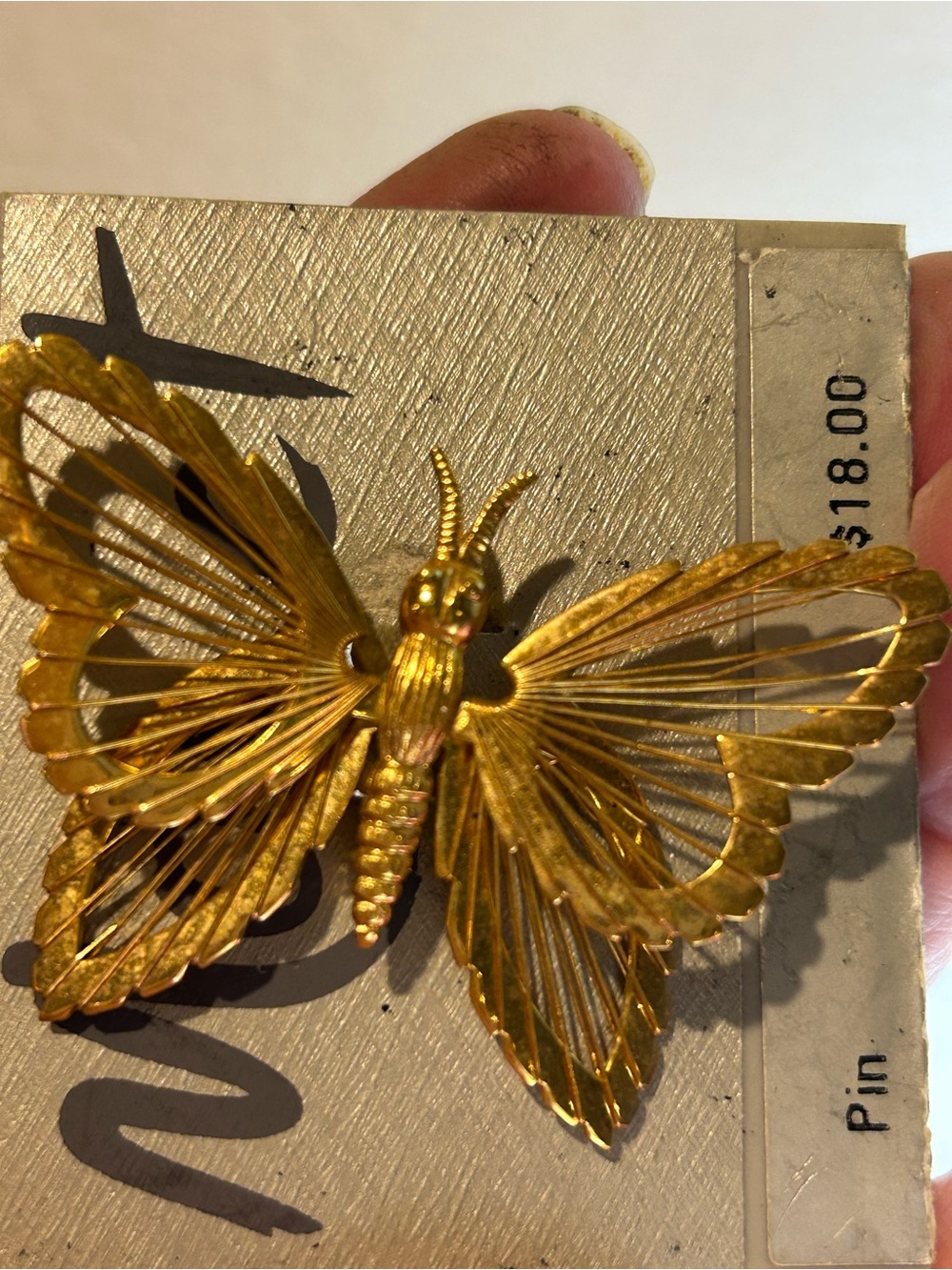 Vintage Monet Gold Butterfly Brooch